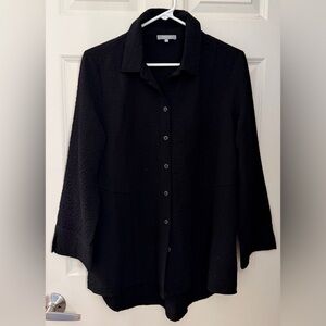 Habitat Textured Relaxed Fit Button Up Blouse, Black, M
